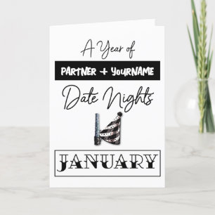 Customisable gift card for a January date night