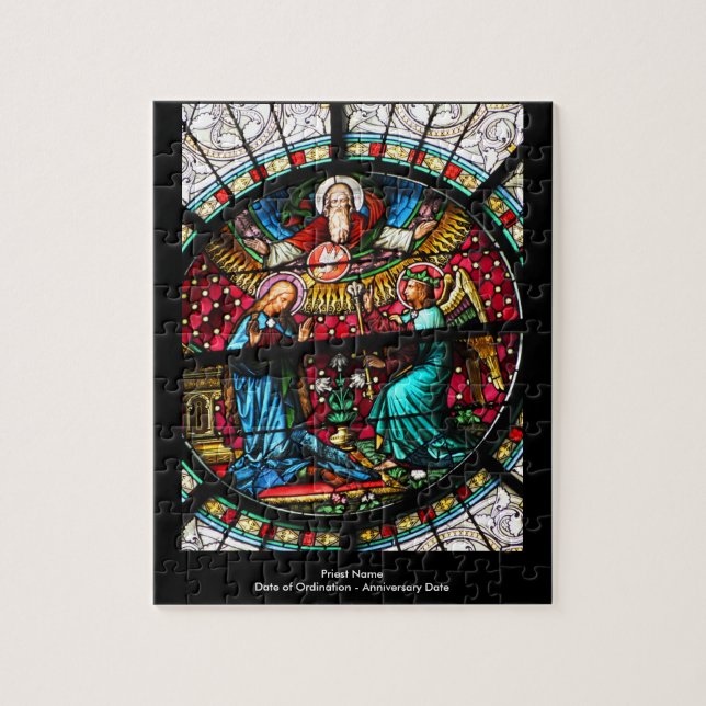 Customisable Gift For Priest Stained Glass Jigsaw Puzzle (Vertical)