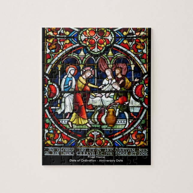 Customisable Gift For Priest Stained Glass Jigsaw Puzzle (Vertical)