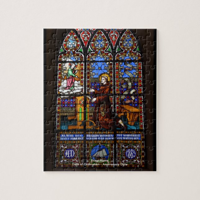 Customisable Gift For Priest Stained Glass Jigsaw Puzzle (Vertical)