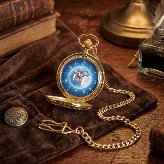 Customisable Gift Idea (Moonlight) Unique Monogram Watch (best pocket watch gifts, buy personalized antique pocket watch)