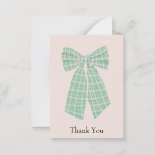 Customisable Gingham Coquette Bow Blush Thank You Card