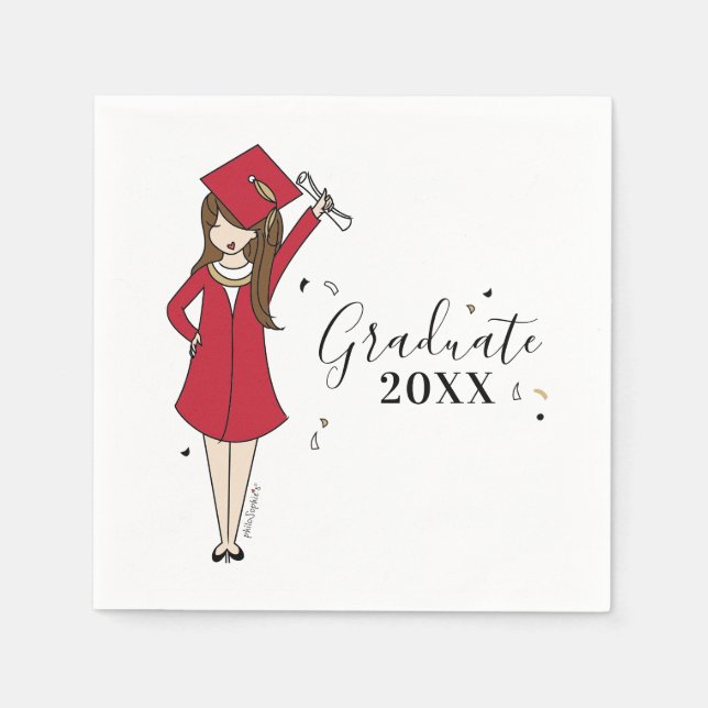 Customisable Girl Avatar | High School Graduation  Napkin (Front)