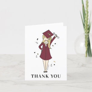 Customisable Girl Avatar   High School Graduation  Thank You Card