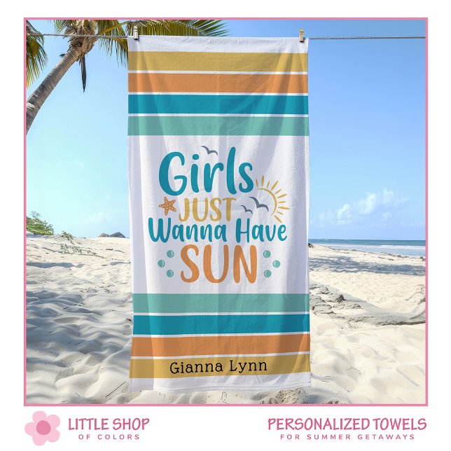 Customisable Girls Just Wanna Have Sun Beach Towel (Creator Uploaded)