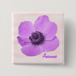 Customisable Girly Pink Anemone Button
