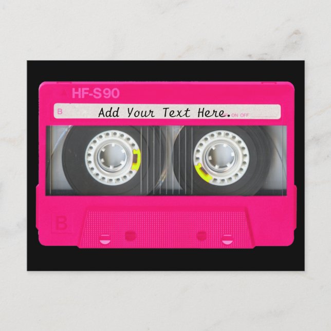 Customisable Girly Pink Cassette Tape Postcard (Front)