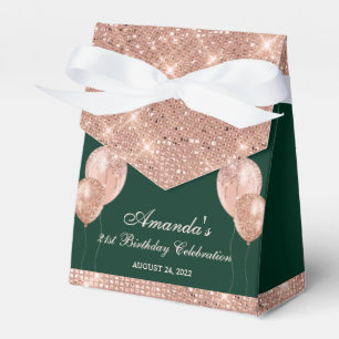 Customisable Glam Emerald Green and Rose Gold Favour Box