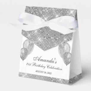Customisable Glam Silver and White Favour Box