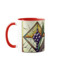 Customisable glass mug with grapes and wheat