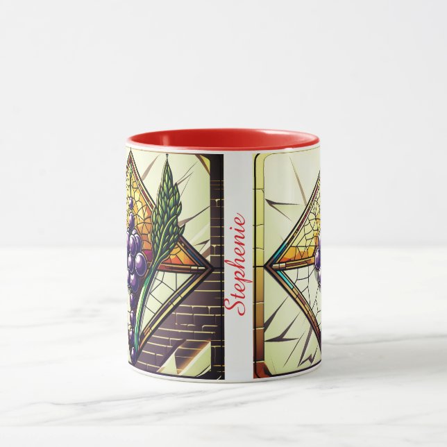 Customisable glass mug with grapes and wheat (Center)
