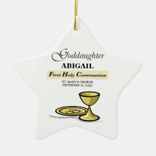 Customisable, Goddaughter First Communion Chalice Ceramic Tree Decoration
