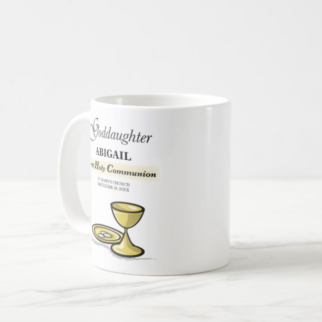 Customisable, Goddaughter First Communion Chalice Coffee Mug (Front Left)
