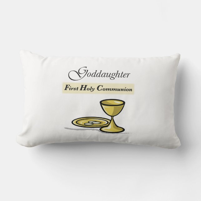 Customisable, Goddaughter First Communion Chalice Lumbar Cushion (Front)