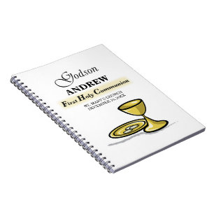 Customisable, Godson First Communion Chalice Notebook