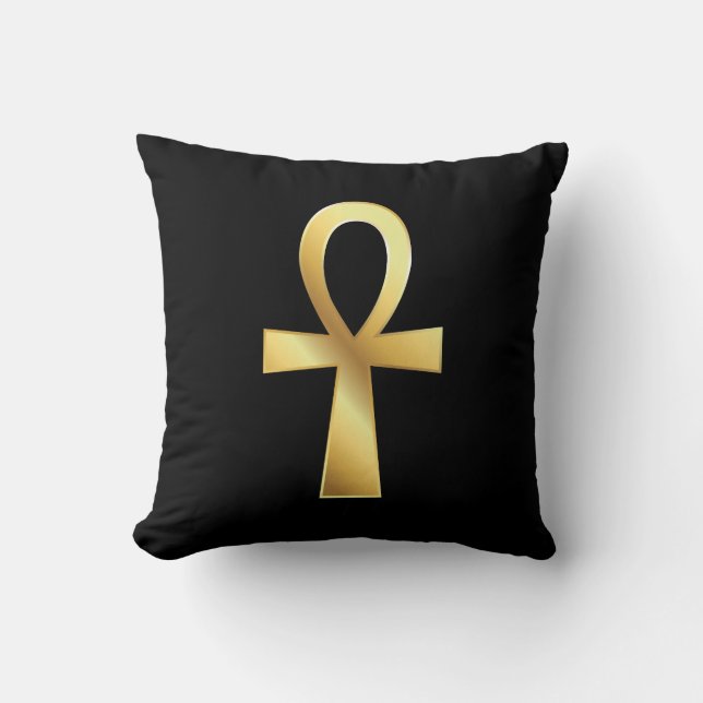 Customisable Gold Ankh Egyptian Symbol Pillow (Front)