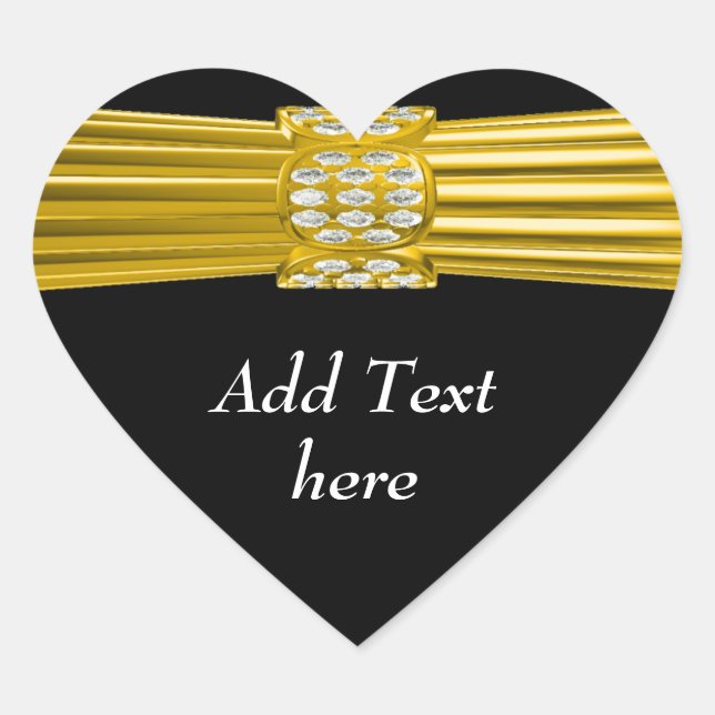 Customisable Gold band Heart Sticker (Front)