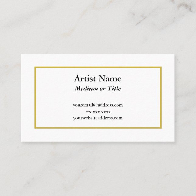 Customisable Gold Border Business Card for Artists (Front)