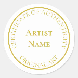 Customisable Gold Certificate of Authenticity Classic Round Sticker