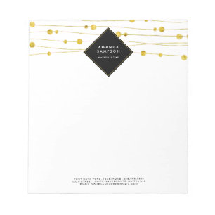 Customisable Gold Confetti Strands Notepad