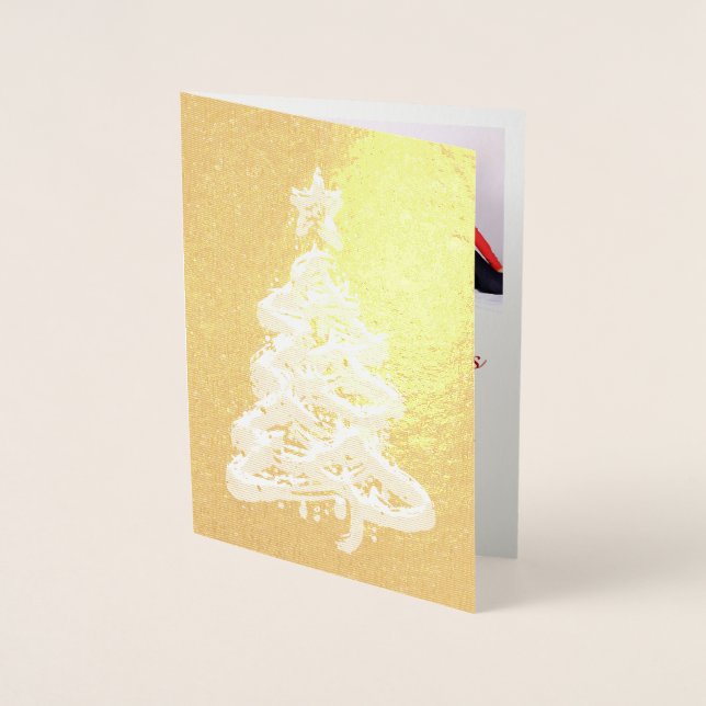 Customisable Gold foil Christmas card red green (Front)