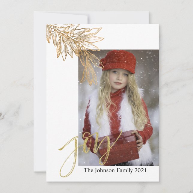 Customisable Gold Joy Holiday Card (Front)