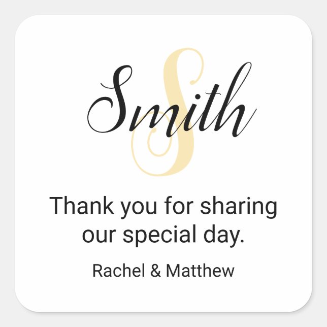 Customisable Gold Monogram Welcome  Square Sticker (Front)