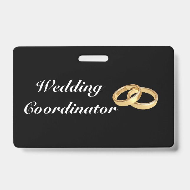 Customisable Gold Rings Wedding Coordinator Badge ID Badge (Front)