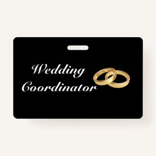 Customisable Gold Rings Wedding Coordinator Badge ID Badge