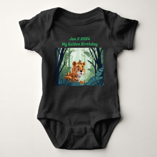 Customisable Golden Birthday Baby Tiger Shirt,  Baby Bodysuit