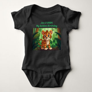 Customisable Golden Birthday Baby Tiger Shirt,  Baby Bodysuit
