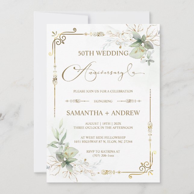 Customisable Golden Jubilee Anniversary Invitation (Front)