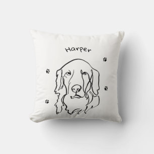 Customisable Golden Retriever Line Art Cushion