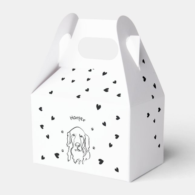 Customisable Golden Retriever Line Art Favour Box (Front Side)
