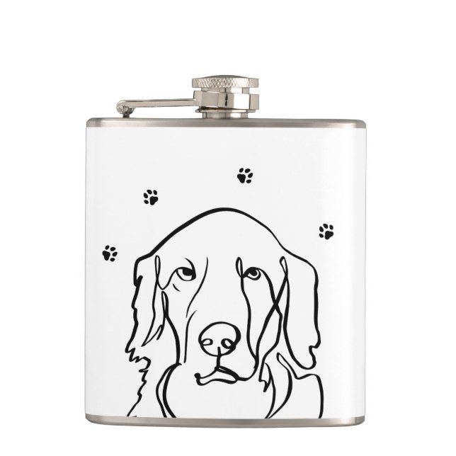 Customisable Golden Retriever Line Art Hip Flask (Front)