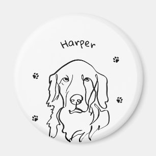Customisable Golden Retriever Line Art Magnet