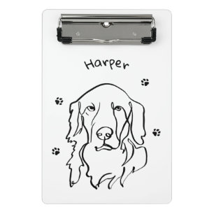 Customisable Golden Retriever Line Art Mini Clipboard