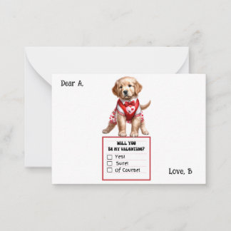 Customisable Golden Retriever Puppy Valentine Card