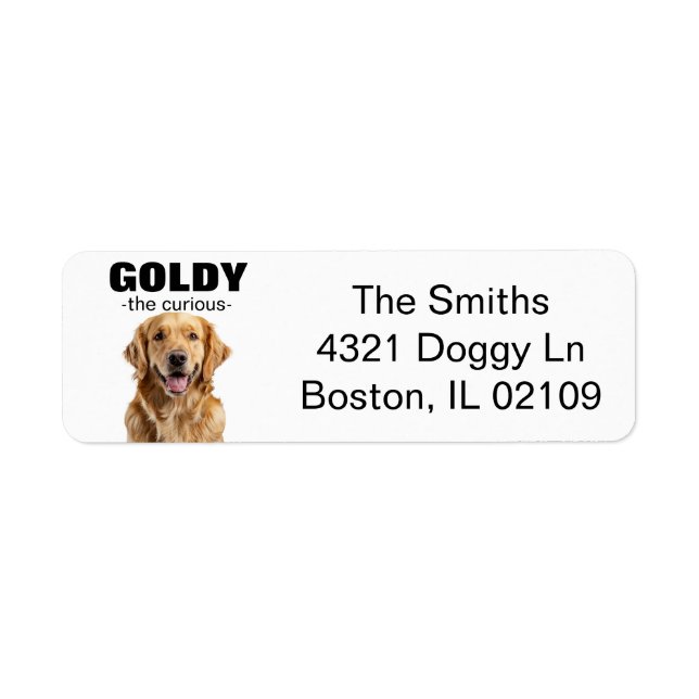 Customisable Golden Retriever Return Address Label (Front)