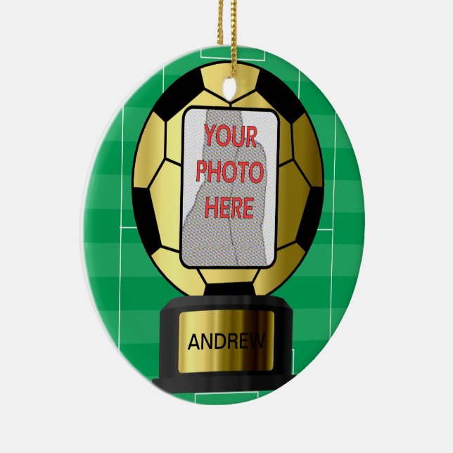 Customisable golden soccer ball award ornament (Right)