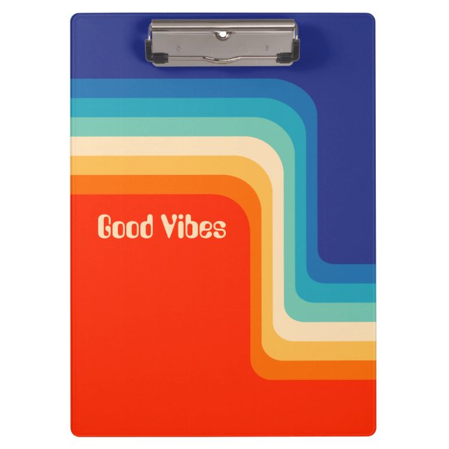 Customisable Good Vibes 70s Ombre Clipboard (Front)