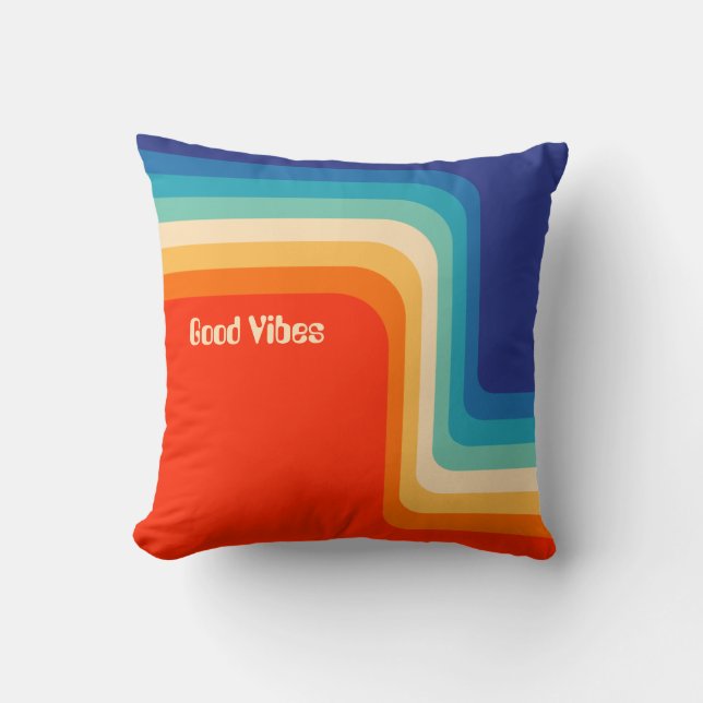 Customisable Good Vibes 70s Ombre Cushion (Front)