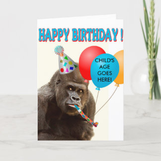 Customisable Gorilla Birthday Card