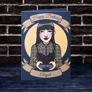 *Customisable* Goth Gamer Girl Birthday Card