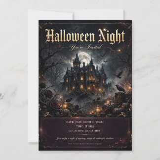 Customisable Gothic Castle Halloween Night Party I Invitation