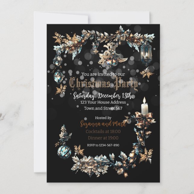 Customisable Gothic Christmas Party invitation (Front)
