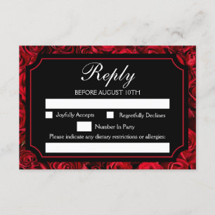 Customisable Gothic Rose Reply Card
