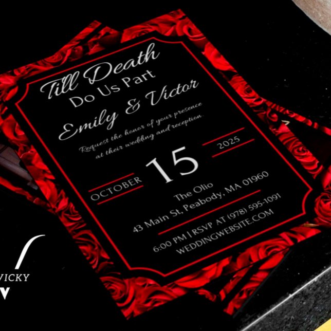 Customisable Gothic Rose Wedding Invitations (Creator Uploaded)