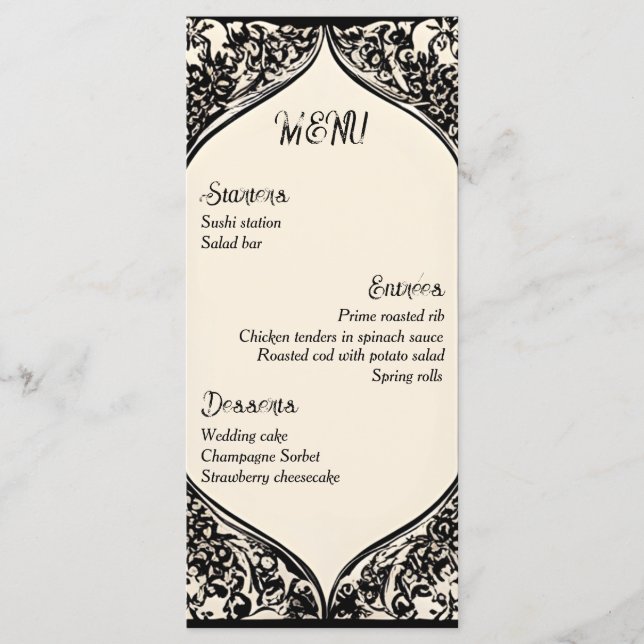 Customisable Gothic Wedding Menu (Front)