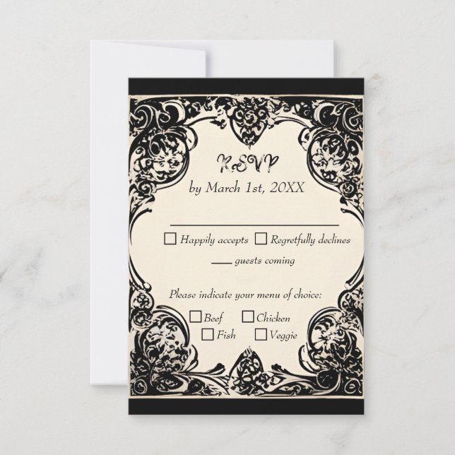Customisable Gothic Wedding Response Card (Front)